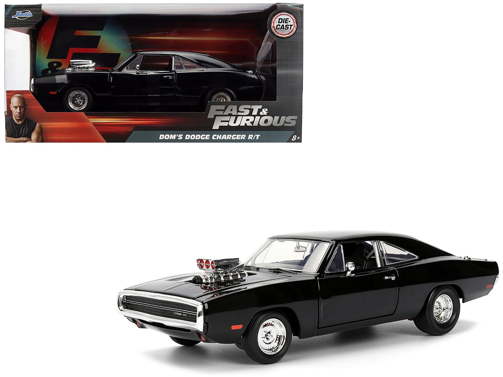 Dom's 1970 Dodge Charger R/T Black "F9" (2021) Movie "Fast & Furious" Series 1/24 Diecast Model Car by Jada free shipping USA - Rapid Vehicles