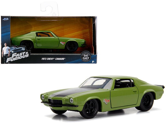 Dom's 1973 Chevrolet Camaro "F-Bomb" Matt Green with Black Hood Stripe "Fast & Furious" Movie 1/32 Diecast Model Car by Jada free shipping USA - Rapid Vehicles