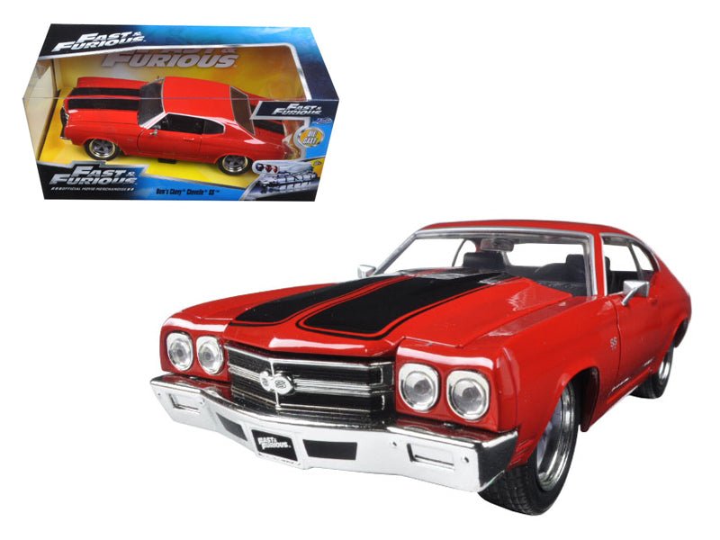 Dom's Chevrolet Chevelle SS Red with Black Stripes "Fast & Furious" Movie 1/24 Diecast Model Car by Jada free shipping USA - Rapid Vehicles