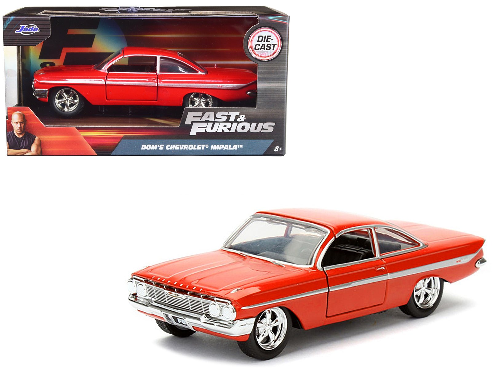 Dom's Chevrolet Impala Red Fast & Furious F8 "The Fate of the Furious" Movie 1/32 Diecast Model Car by Jada free shipping USA - Rapid Vehicles