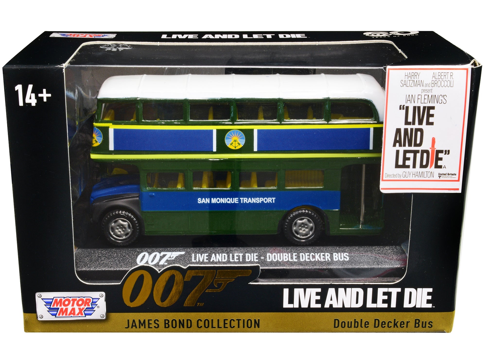 Double Decker Bus "San Monique Transport" James Bond 007 "Live and Let Die" (1973) Movie "James Bond Collection" Series Diecast Model Car by Motormax free shipping USA - Rapid Vehicles