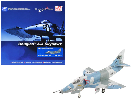 Douglas A - 4E Skyhawk Aircraft "151118 Aggressor Scheme VA - 43" (1975) United States Navy "Air Power Series" 1/72 Diecast Model by Hobby Master free shipping USA - Rapid Vehicles