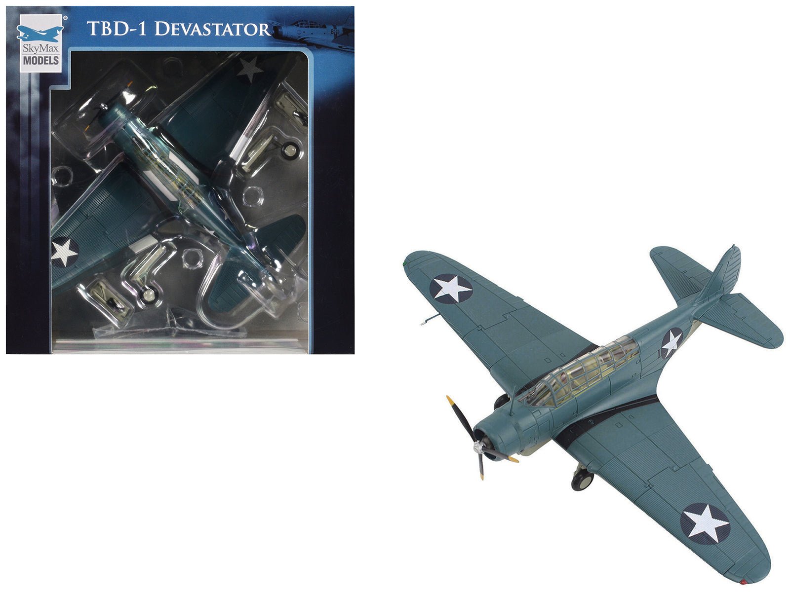 Douglas TBD - 1 Devastator Bomber Aircraft "Battle of Midway Lt Cdr EE Lindsey VT - 6 USS Enterprise" (1942) United States Navy "SkyMax Models" Series 1/72 Diecast Model by Hobby Master free shipping USA - Rapid Vehicles