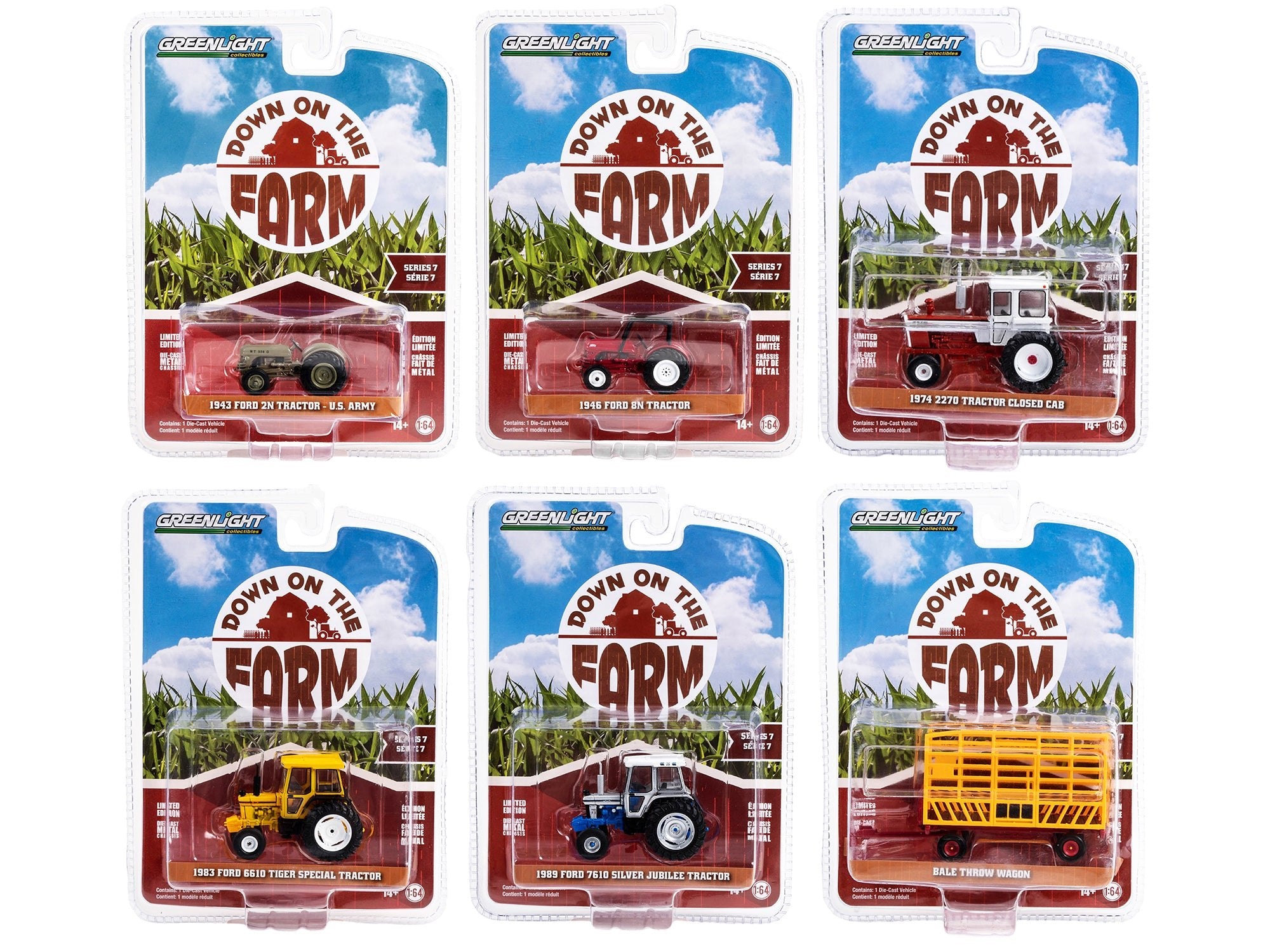 "Down on the Farm" Series Set of 6 pieces Release 7 1/64 Diecast Models by Greenlight free shipping USA - Rapid Vehicles