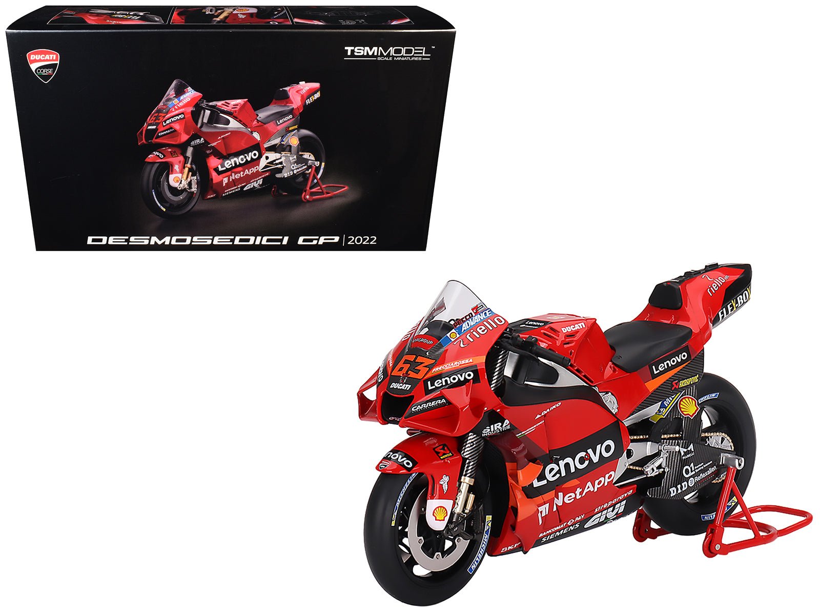 Ducati Desmosedici 63 Francesco Bagnaia "Presentation" "MotoGP World Championship" (2022) 1/12 Motorcycle Model by True Scale Miniatures free shipping USA - Rapid Vehicles