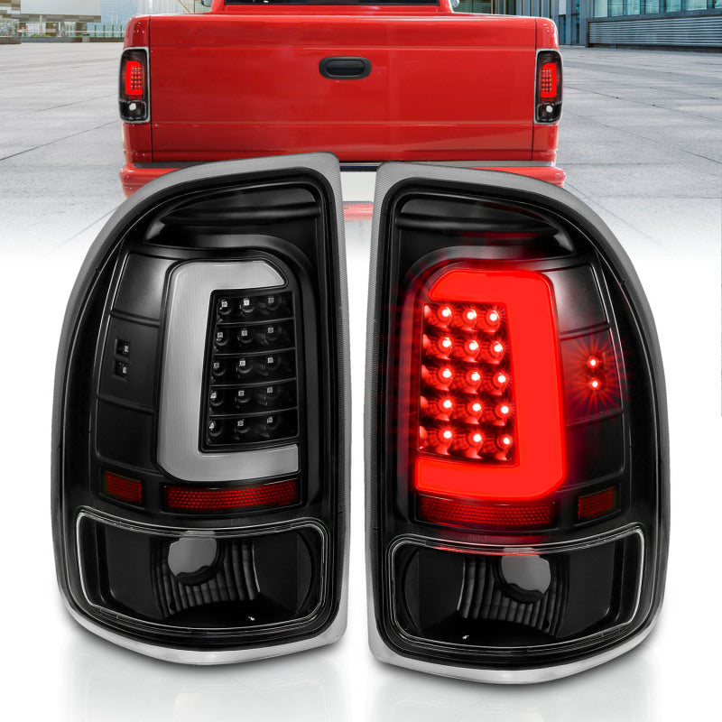 ANZO 1997-2004 Dodge Dakota LED Taillights Black Housing Clear Lens Pair 311347