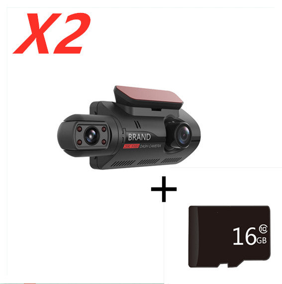 Color: Black with 16G Memory card 2PC - Hidden Driving Recorder 3 Inch IPS Screen, Front HD And Rear Non-Light Night Vision Dual Recording - Premium DVR/Dash Camera from Rapidvehicles - Just $107.35! Shop now at Rapidvehicles