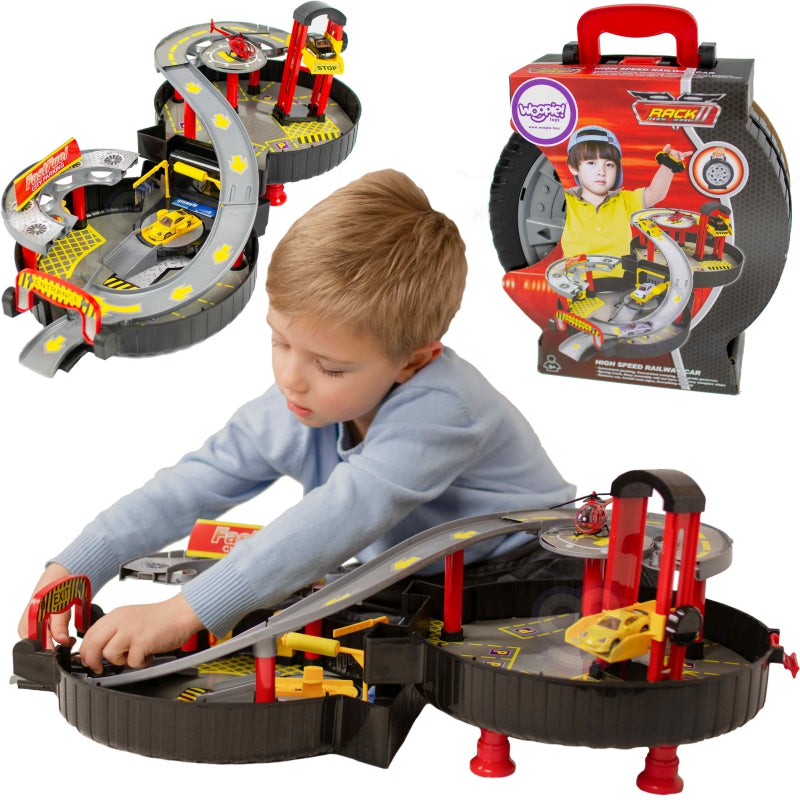 WOOPIE Track Car Parking Foldable Tire Helicopter + 2 Cars - Premium  from Rapidvehicles - Just $26.99! Shop now at Rapidvehicles