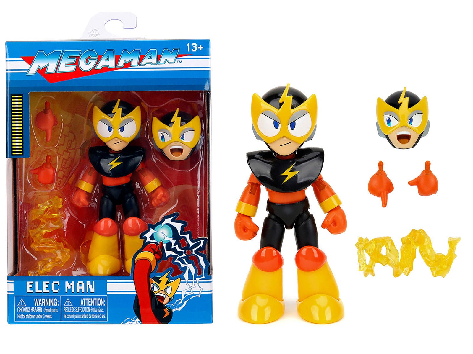 Elec Man 4.5" Moveable Figure with Accessories and Alternate Head and Hands "Mega Man" (1987) Video Game Model by Jada free shipping USA - Rapid Vehicles