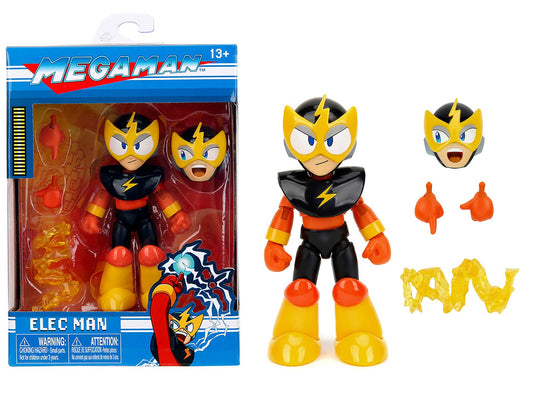 Elec Man 4.5" Moveable Figure with Accessories and Alternate Head and Hands "Mega Man" (1987) Video Game Model by Jada free shipping USA - Rapid Vehicles