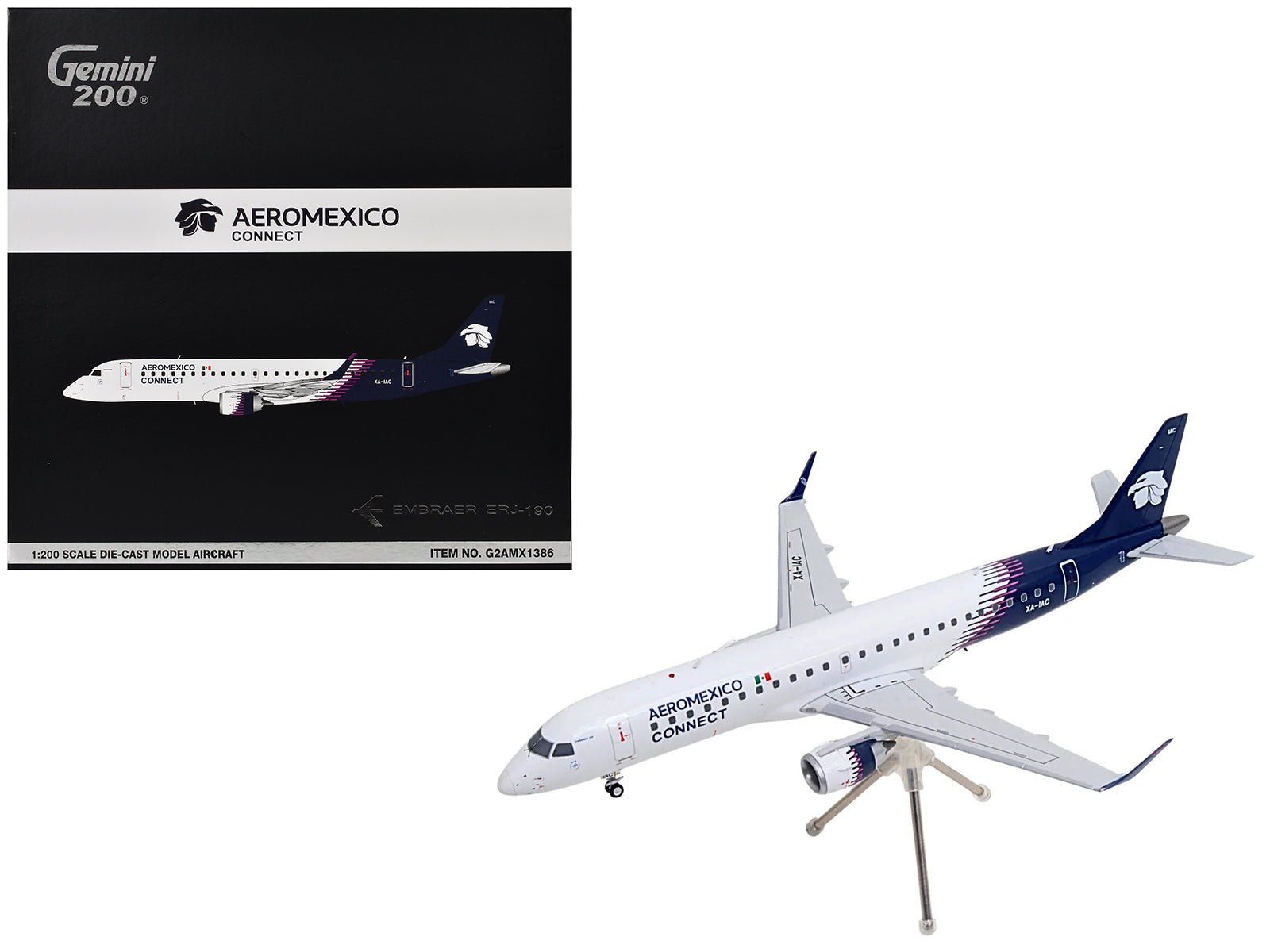 Embraer ERJ - 190 Commercial Aircraft "Aeromexico Connect" (XA - IAC) White with Blue Tail "Gemini 200" Series 1/200 Diecast Model Airplane by GeminiJets free shipping USA - Rapid Vehicles