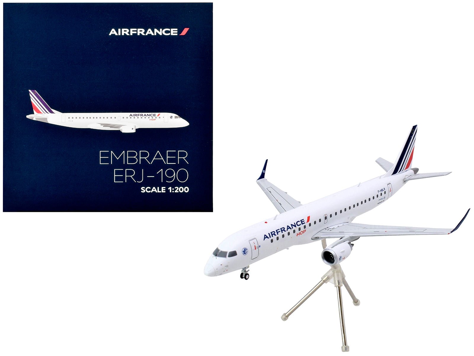 Embraer ERJ - 190 Commercial Aircraft "Air France Hop" (F - HBLN) White with Striped Tail "Gemini 200" Series 1/200 Diecast Model Airplane by GeminiJets free shipping USA - Rapid Vehicles