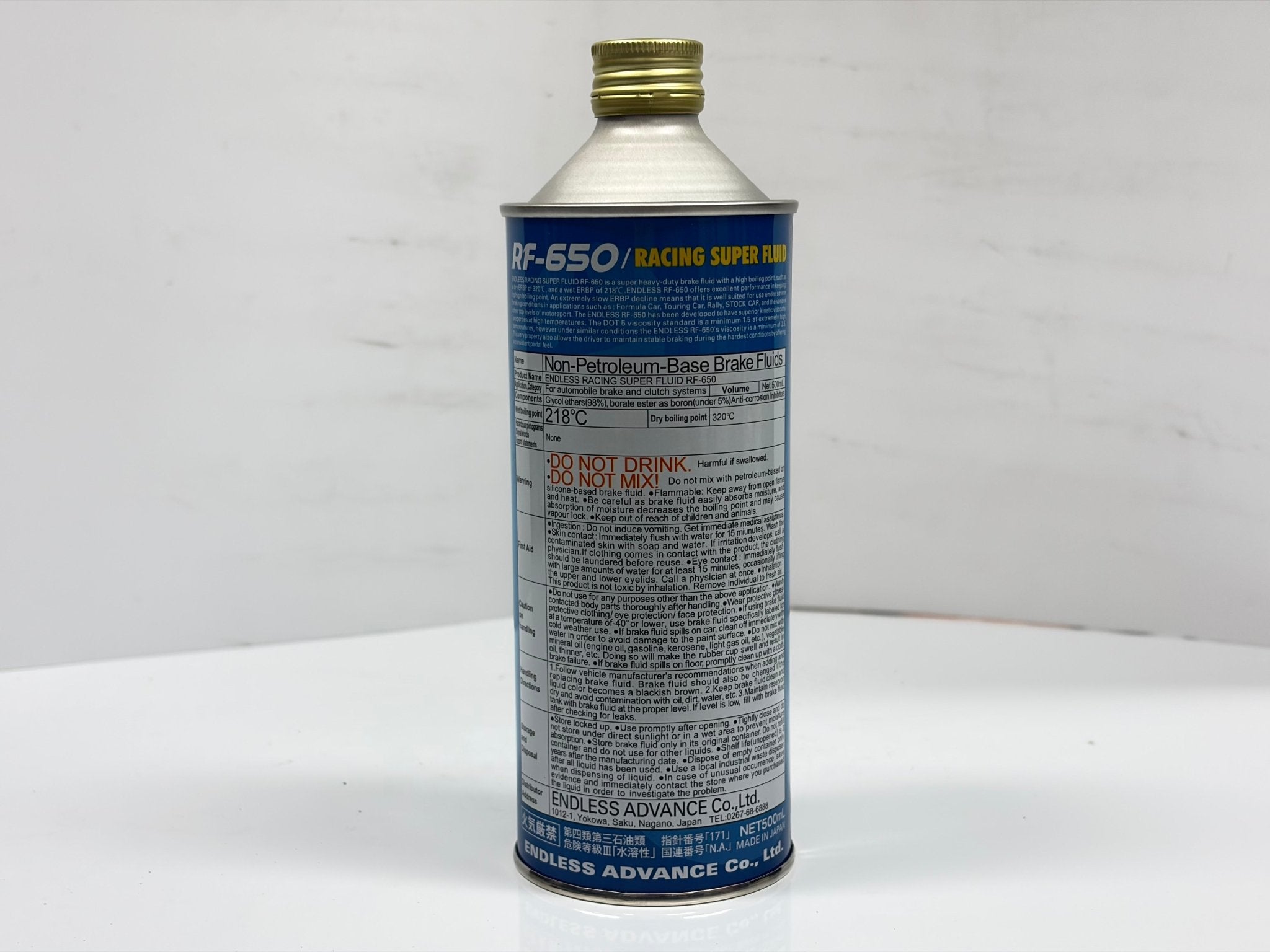 Endless RF‑650 Racing Brake Fluid 500 mL - 613°F Dry Boiling Point, Motorsport Grade RF650 - Rapid Vehicles