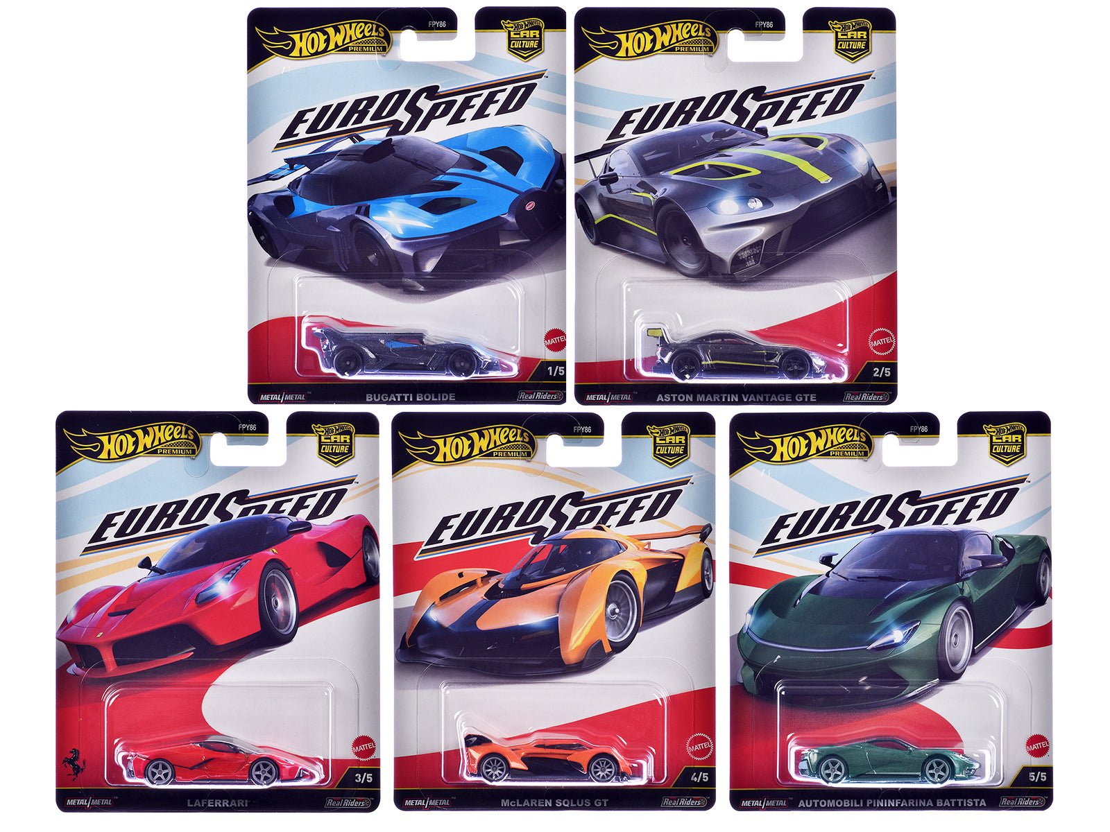 "Euro Speed" 5 piece Set "Car Culture" 2025 Series L Diecast Model Cars by Hot Wheels free shipping USA - Rapid Vehicles
