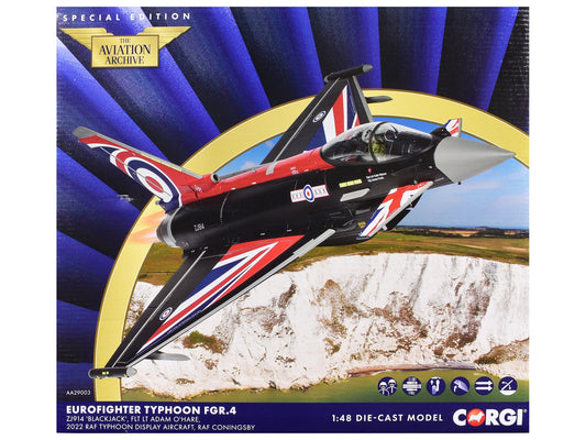 Eurofighter Typhoon FGR4 Aircraft "Blackjack RAF Typhoon Display Aircraft" (2022) British Royal Air Force "The Aviation Archive" Series 1/48 Diecast Model by Corgi free shipping USA - Rapid Vehicles