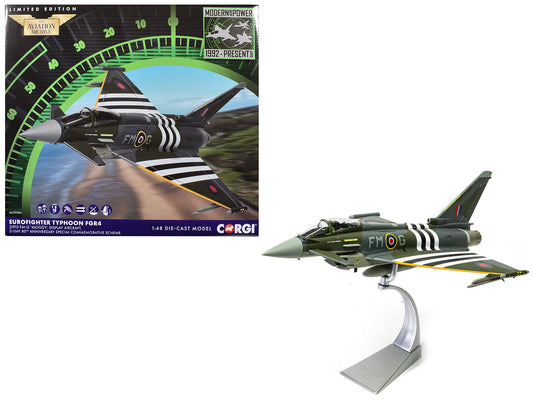 Eurofighter Typhoon FGR4 Fighter Aircraft "ZJ913 FM - G Moggy D - Day 80th Anniversary Display Scheme" (2024) Royal Air Force "The Aviation Archive" Series 1/48 Diecast Model by Corgi free shipping USA - Rapid Vehicles