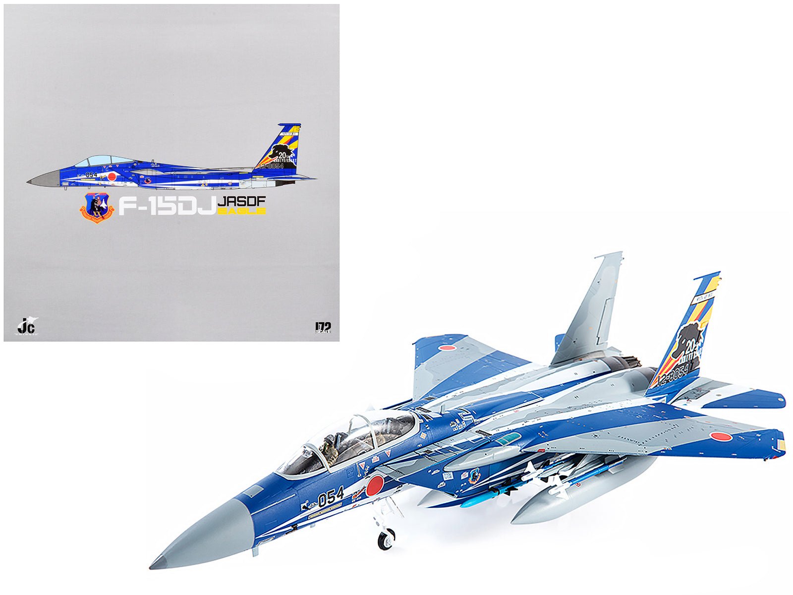 F - 15DJ JASDF (Japan Air Self - Defense Force) Eagle Fighter Aircraft "23rd Fighter Training Group 20th Anniversary" with Display Stand Limited Edition to 600 pieces Worldwide 1/72 Diecast Model by JC Wings free shipping USA - Rapid Vehicles