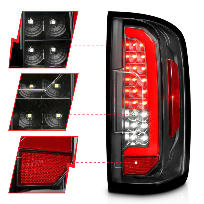ANZO 15-21 Chevrolet Colorado Full LED Tail Lights w/ Red Lightbar Black Housing Clear Lens 311432