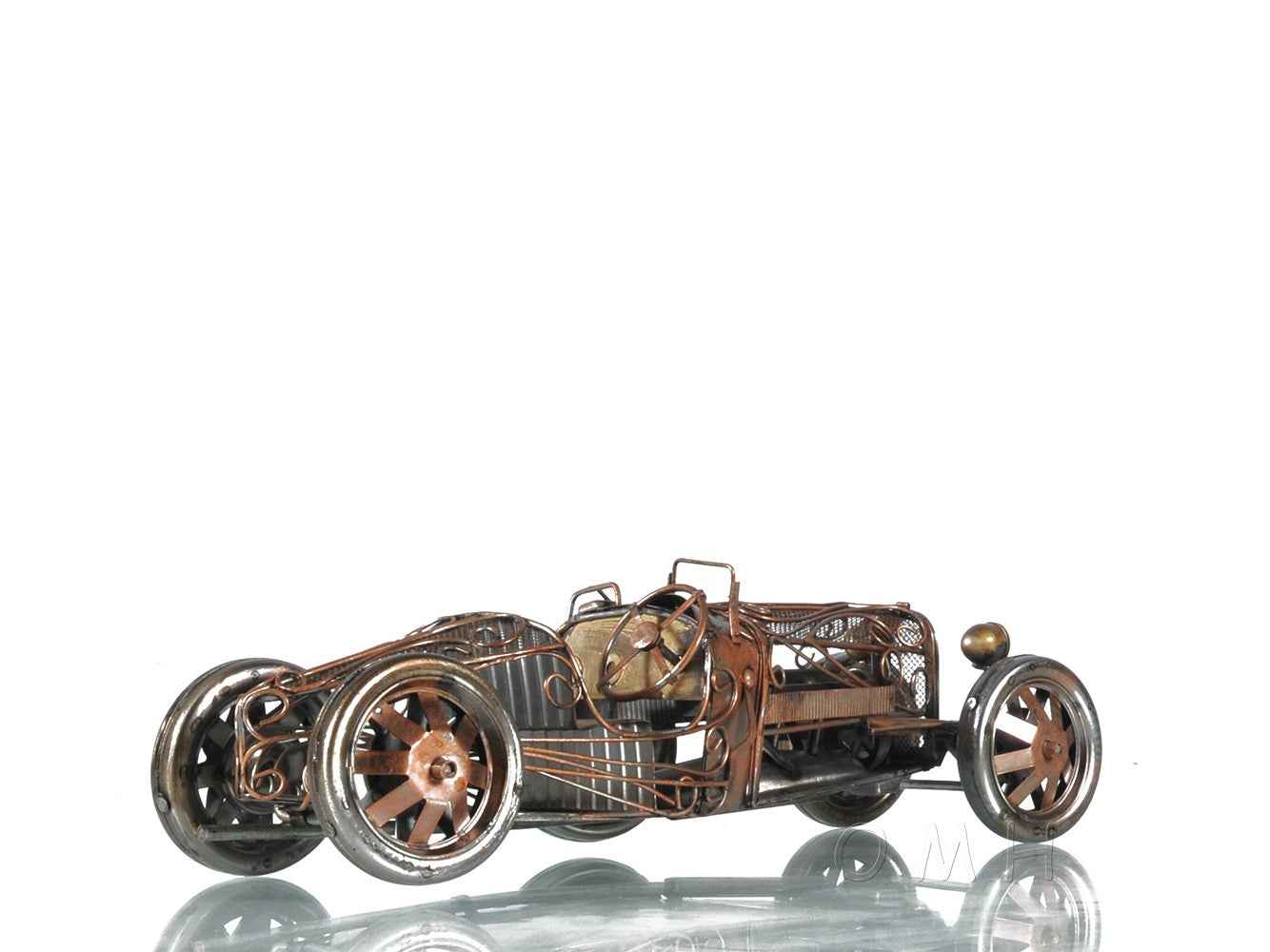 c1924 Bugatti Bronze and Silver Open Frame Racecar Sculpture - Premium  from Rapidvehicles - Just $177.99! Shop now at Rapidvehicles