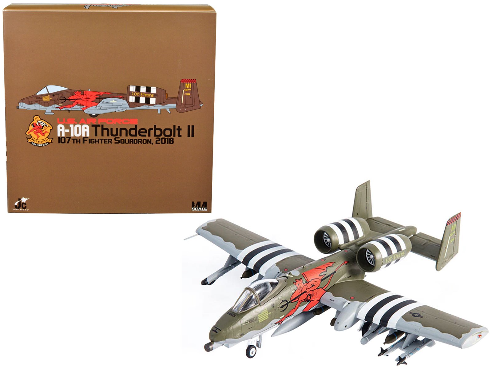 Fairchild Republic A - 10A Thunderbolt II Aircraft "US Air Force 107th Fighter Squadron 100th Anniversary Edition" (2018) 1/144 Diecast Model by JC Wings free shipping USA - Rapid Vehicles
