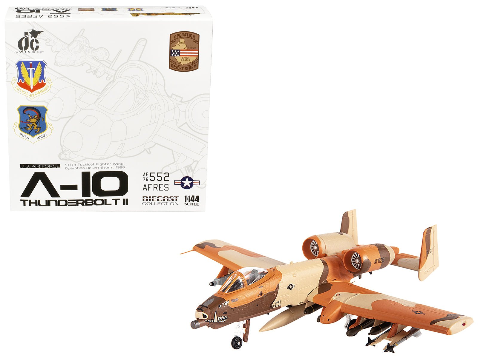 Fairchild Republic A - 10C Thunderbolt II Attack Aircraft "917th Tactical Fighter Wing Operation Desert Storm" (1990) United States Air Force 1/144 Diecast Model by JC Wings free shipping USA - Rapid Vehicles