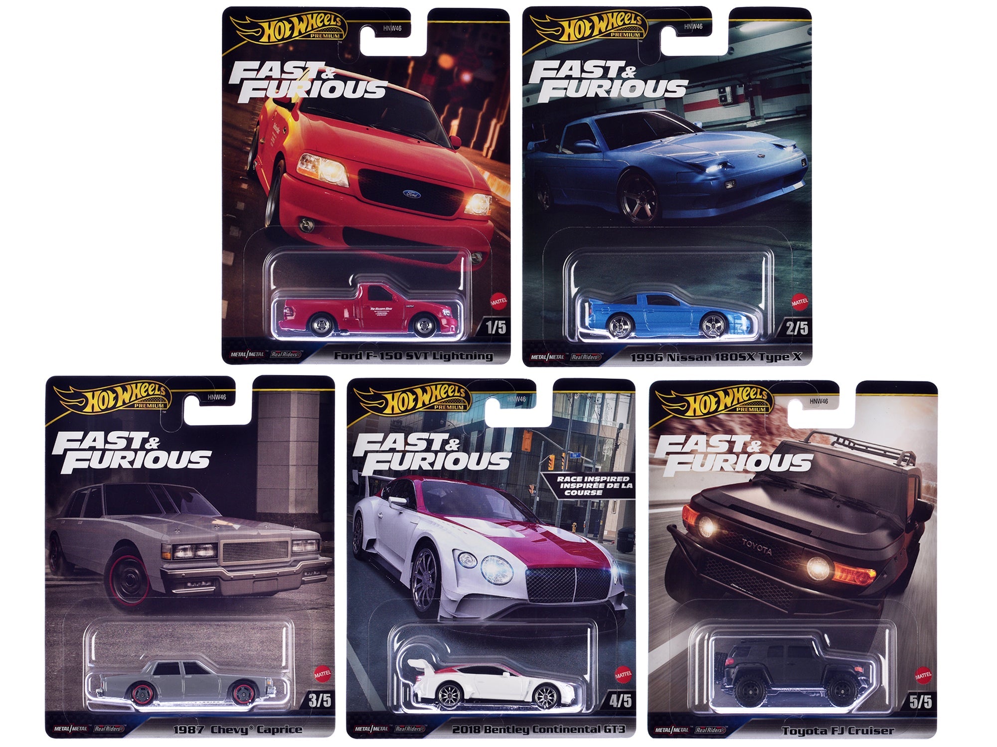 "Fast & Furious" 2024 5 piece Set H Diecast Model Cars by Hot Wheels free shipping USA - Rapid Vehicles