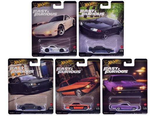 "Fast & Furious" 2025 5 piece Set K Diecast Model Cars by Hot Wheels free shipping USA - Rapid Vehicles