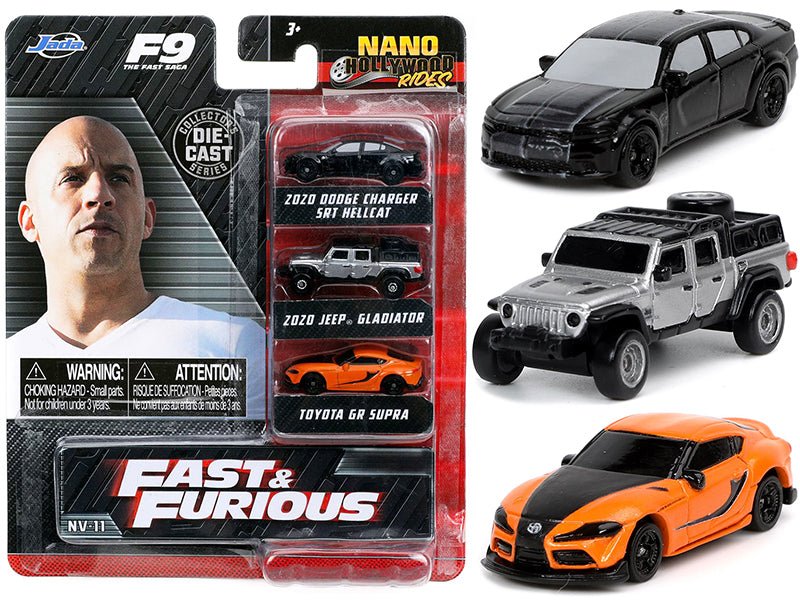 "Fast & Furious 9" (2021) Movie 3 piece Set "Nano Hollywood Rides" Series Diecast Model Cars by Jada free shipping USA - Rapid Vehicles