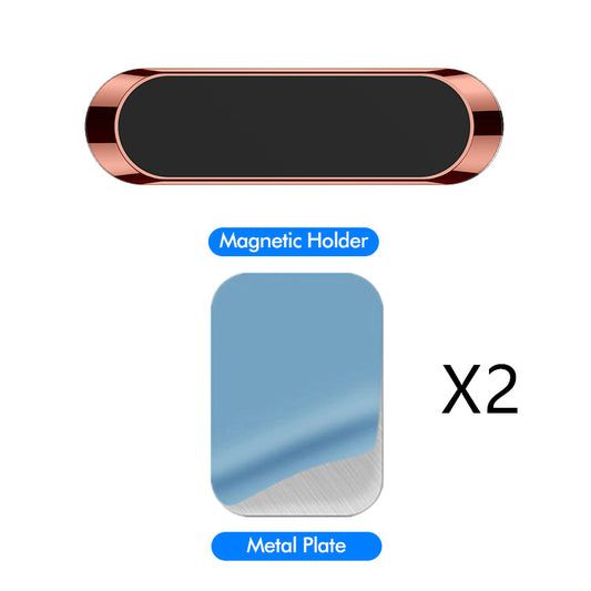 Color: Rose Gold 2pcs - F6 Strip Plate Magnetic Car Phone Holder - Premium Interior Parts from Rapidvehicles - Just $17.99! Shop now at Rapidvehicles