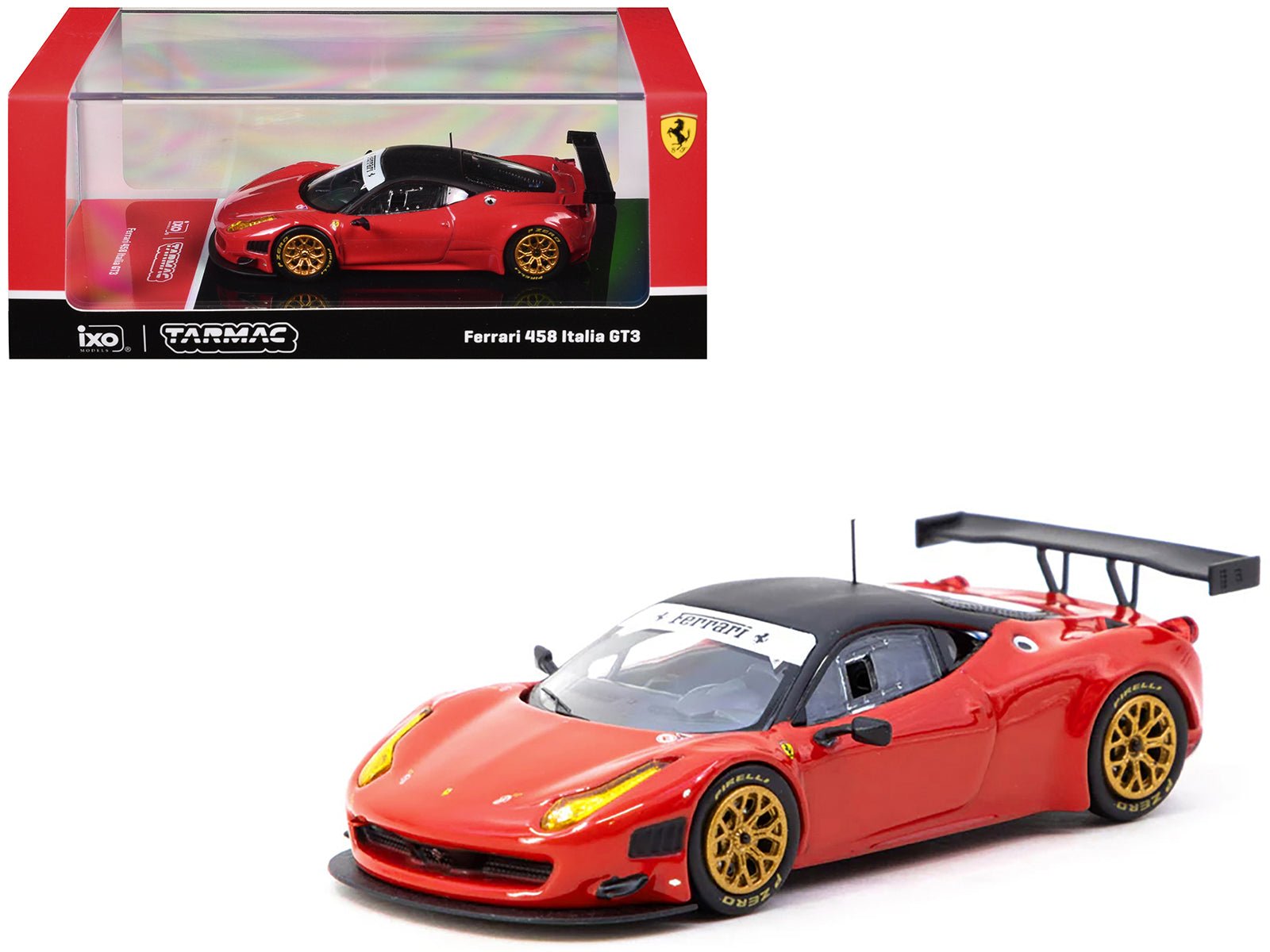 Ferrari 458 Italia GT3 Red with Black Top "Road64" Series 1/64 Diecast Model Car by Tarmac Works free shipping USA - Rapid Vehicles