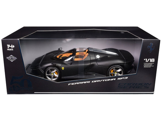 Ferrari Daytona SP3 Carbon Fiber "Carbon Series - Bburago 50th Anniversary" 1/18 Diecast Model Car by Bburago free shipping USA - Rapid Vehicles