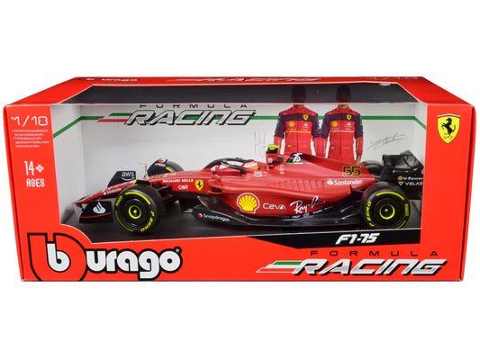 Ferrari F1 - 75 55 Carlos Sainz "Ferrari Racing" Formula One F1 (2022) "Formula Racing" Series 1/18 Diecast Model Car by Bburago free shipping USA - Rapid Vehicles