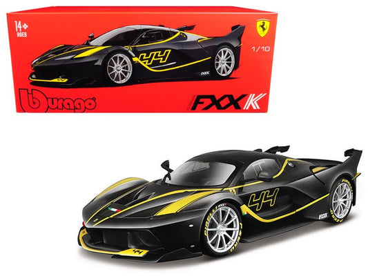Ferrari FXX - K 44 Black with Yellow Stripes "Signature Series" 1/18 Diecast Model Car by Bburago free shipping USA - Rapid Vehicles