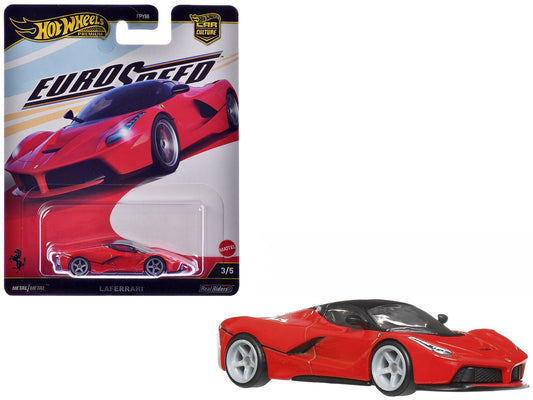 Ferrari LaFerrari Red with Black Top "Euro Speed" Series Diecast Model Car by Hot Wheels free shipping USA - Rapid Vehicles
