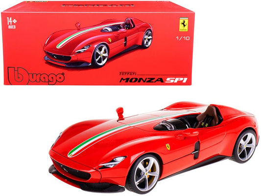 Ferrari Monza SP1 Red with Italian Flag Stripes "Signature Series" 1/18 Diecast Model Car by Bburago free shipping USA - Rapid Vehicles