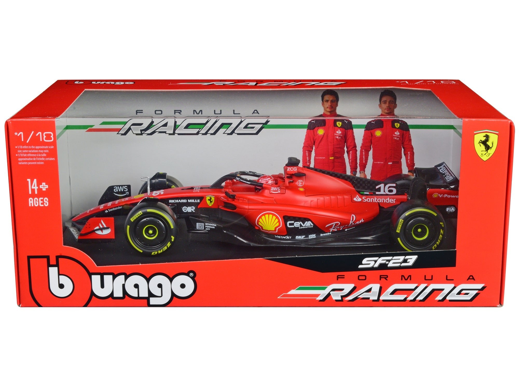 Ferrari SF - 23 16 Charles Leclerc Formula One F1 World Championship (2023) "Formula Racing" Series 1/18 Diecast Model Car by Bburago free shipping USA - Rapid Vehicles