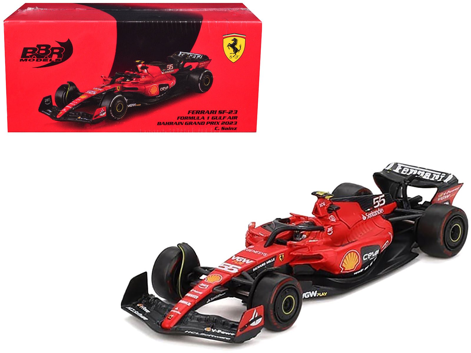 Ferrari SF - 23 55 Carlos Sainz Formula One F1 "Bahrain GP" (2023) 1/64 Diecast Model Car by BBR free shipping USA - Rapid Vehicles