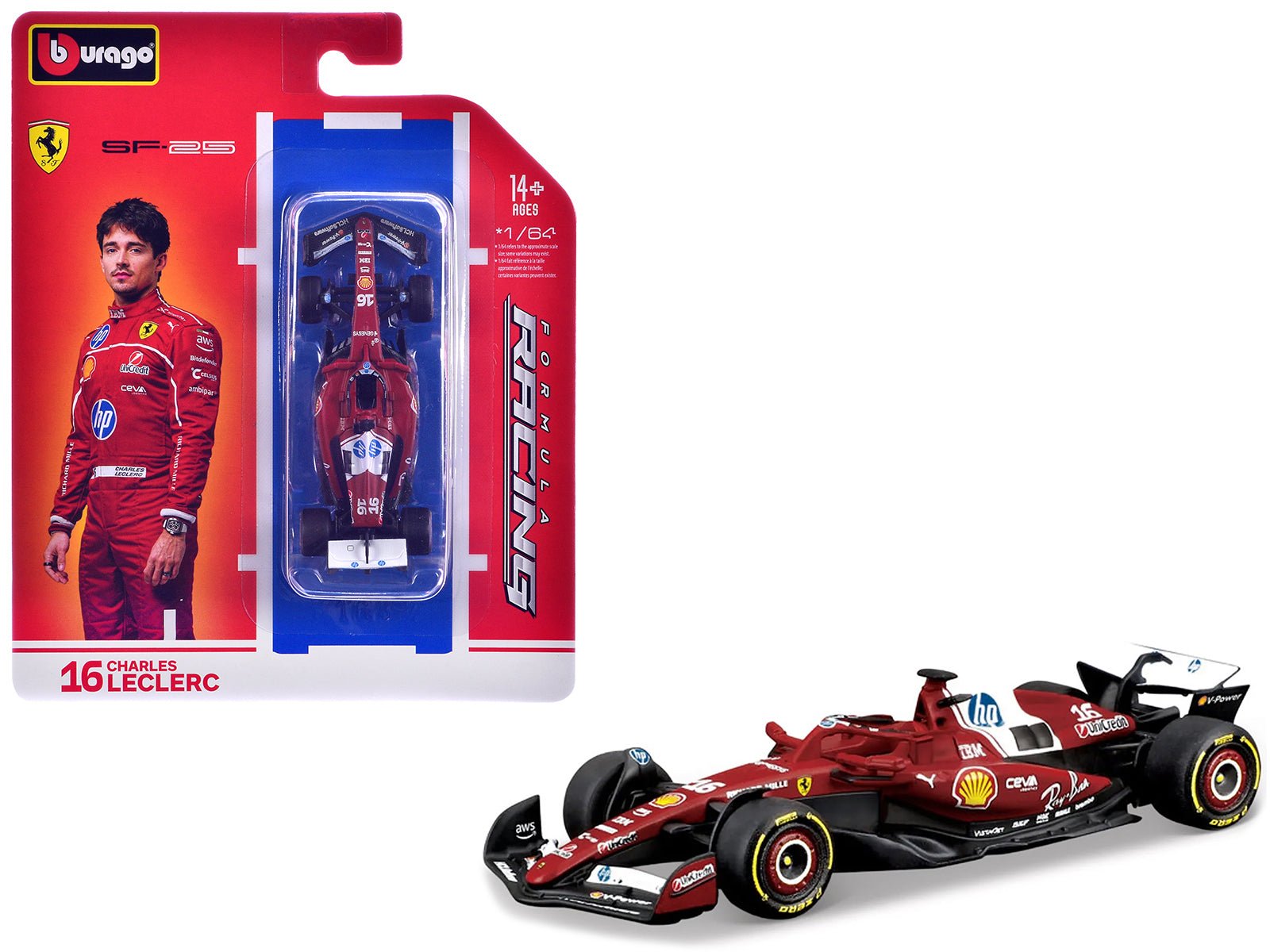 Ferrari SF - 25 16 Charles Leclerc Formula One F1 World Championship (2025) "Formula Racing" Series 1/64 Diecast Model Car by Bburago free shipping USA - Rapid Vehicles