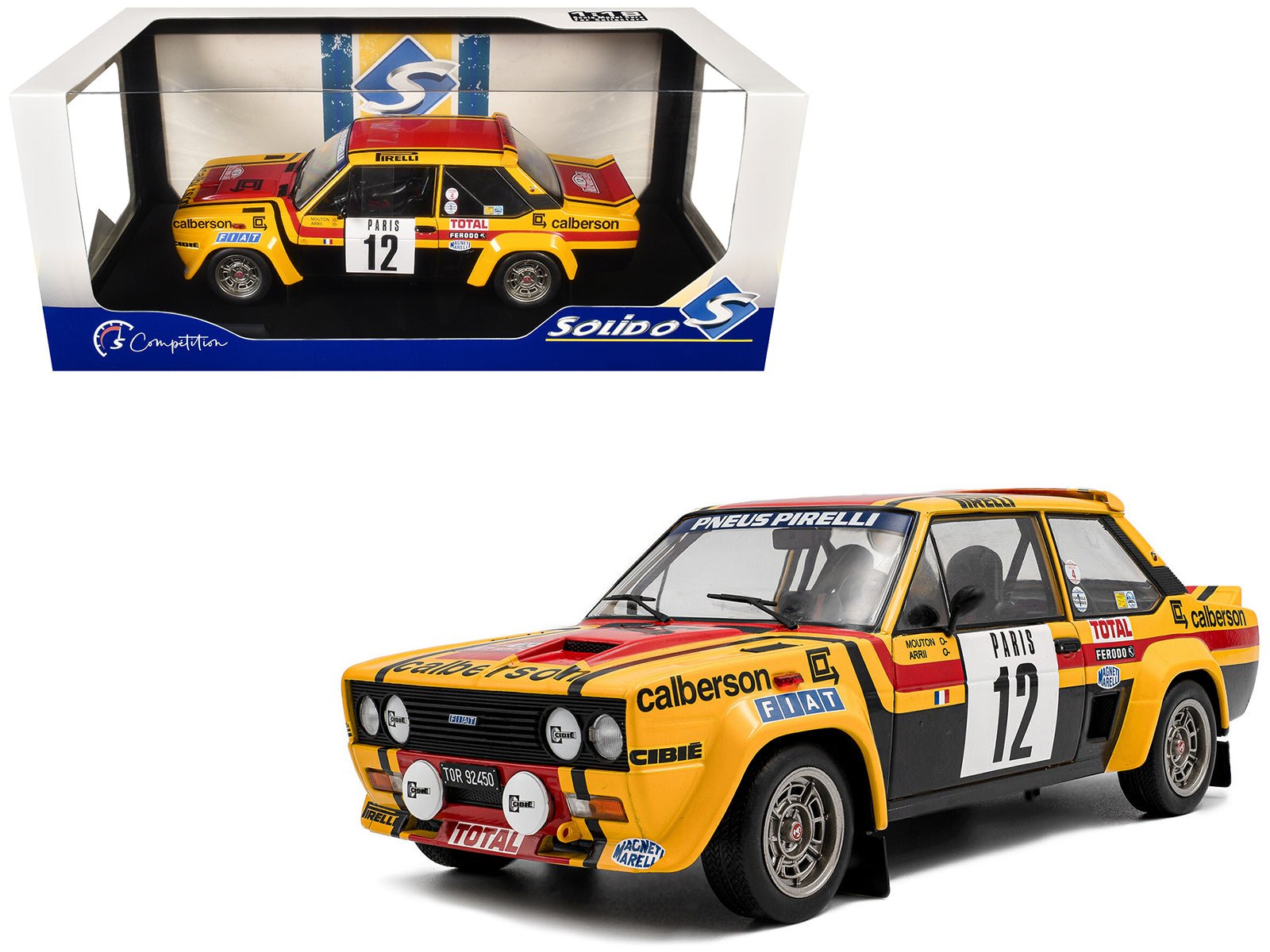 Fiat 131 Abarth 12 Michele Mouton - Annie Arrii "Rallye de Monte - Carlo" (1980) "Competition" Series 1/18 Diecast Model Car by Solido free shipping USA - Rapid Vehicles