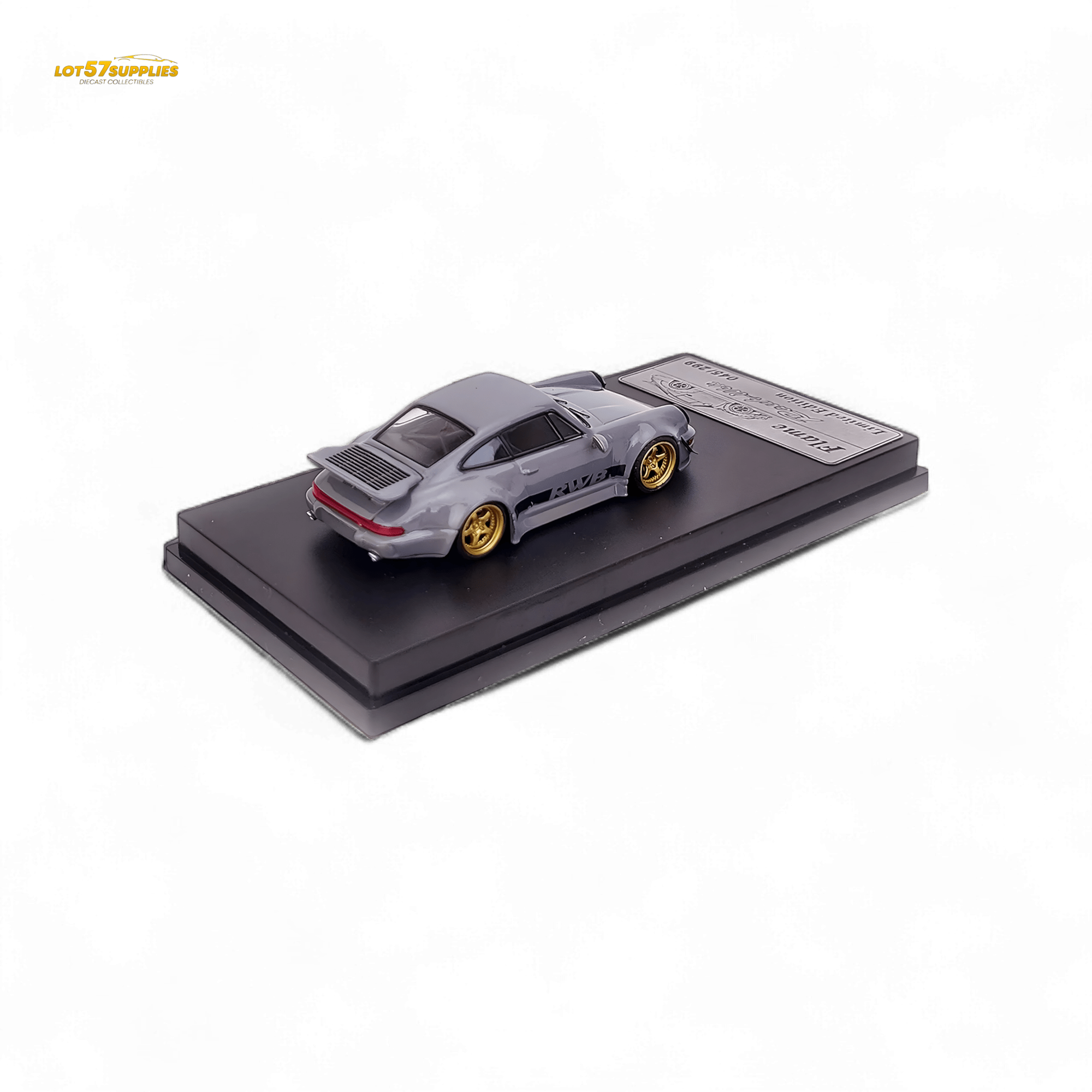 Flame Porsche 964 RWB Whale Tale Cement Gray 1:64 - Rapid Vehicles