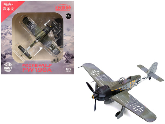 Focke - Wulf Fw 190A Aircraft "Yellow 17 24 - Victory Ace Willi Unger 12./JG 3 Udet Germany" (1944) German Luftwaffe 1/72 Diecast Model Airplane by Legion free shipping USA - Rapid Vehicles