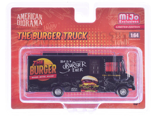 Food Truck "The Burger Truck" Black with Graphics 1/64 Diecast Model by American Diorama free shipping USA - Rapid Vehicles
