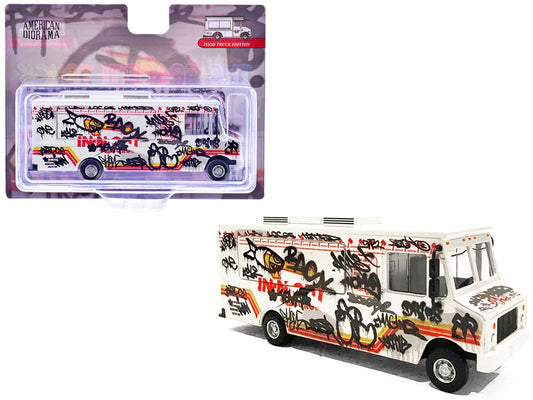 Food Truck "The Graffiti Truck" White with Graphics 1/64 Diecast Model by American Diorama free shipping USA - Rapid Vehicles