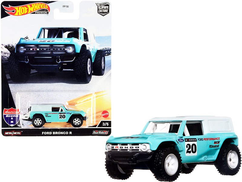 Ford Bronco R 20 Turquoise with White Top "American Scene" "Car Culture" Series Diecast Model Car by Hot Wheels free shipping USA - Rapid Vehicles