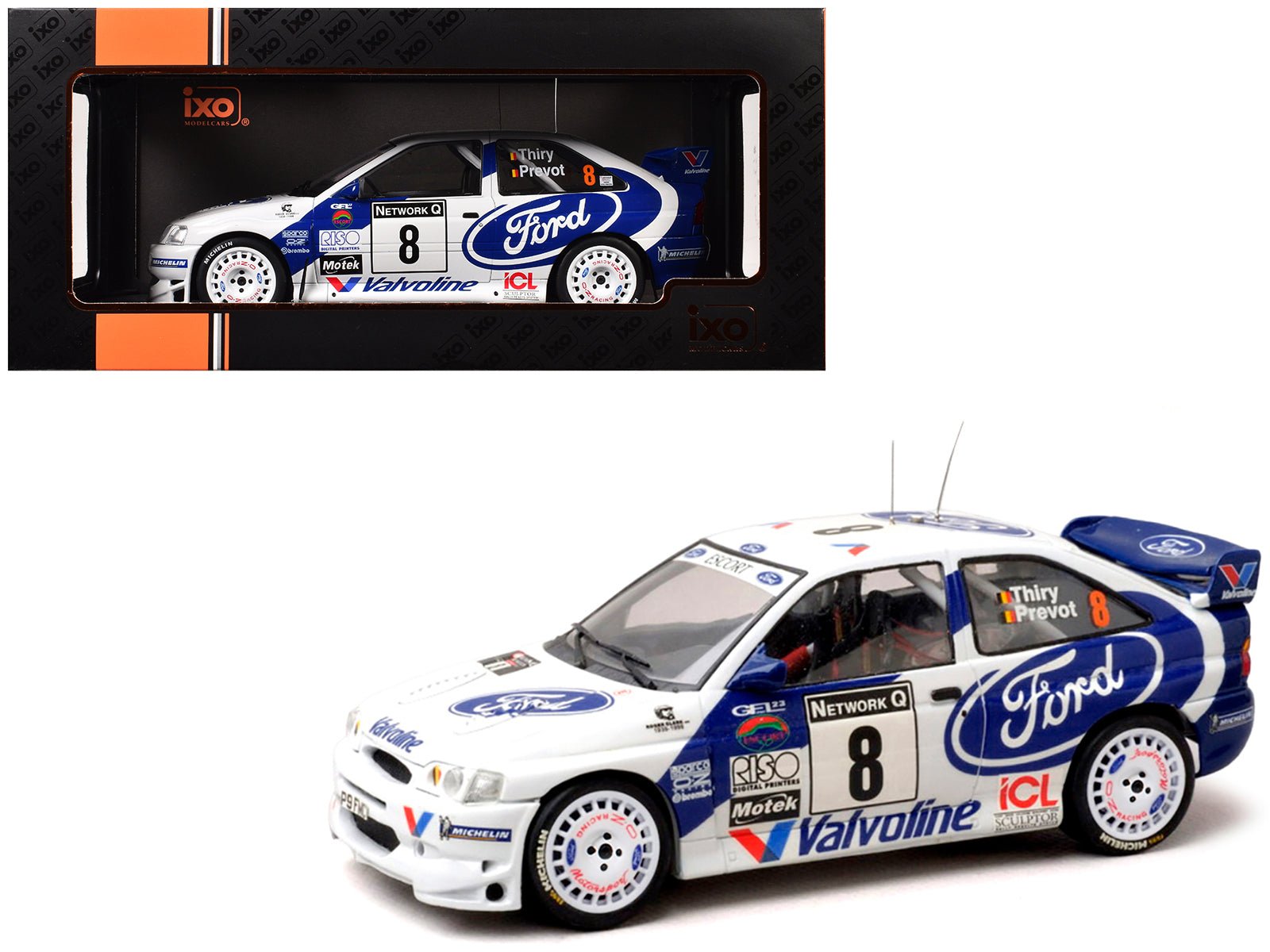 Ford Escort WRC 8 Bruno Thiry - Stephane Prevot 3rd Place "RAC Rally" (1998) 1/18 Diecast Model Car by IXO Models free shipping USA - Rapid Vehicles