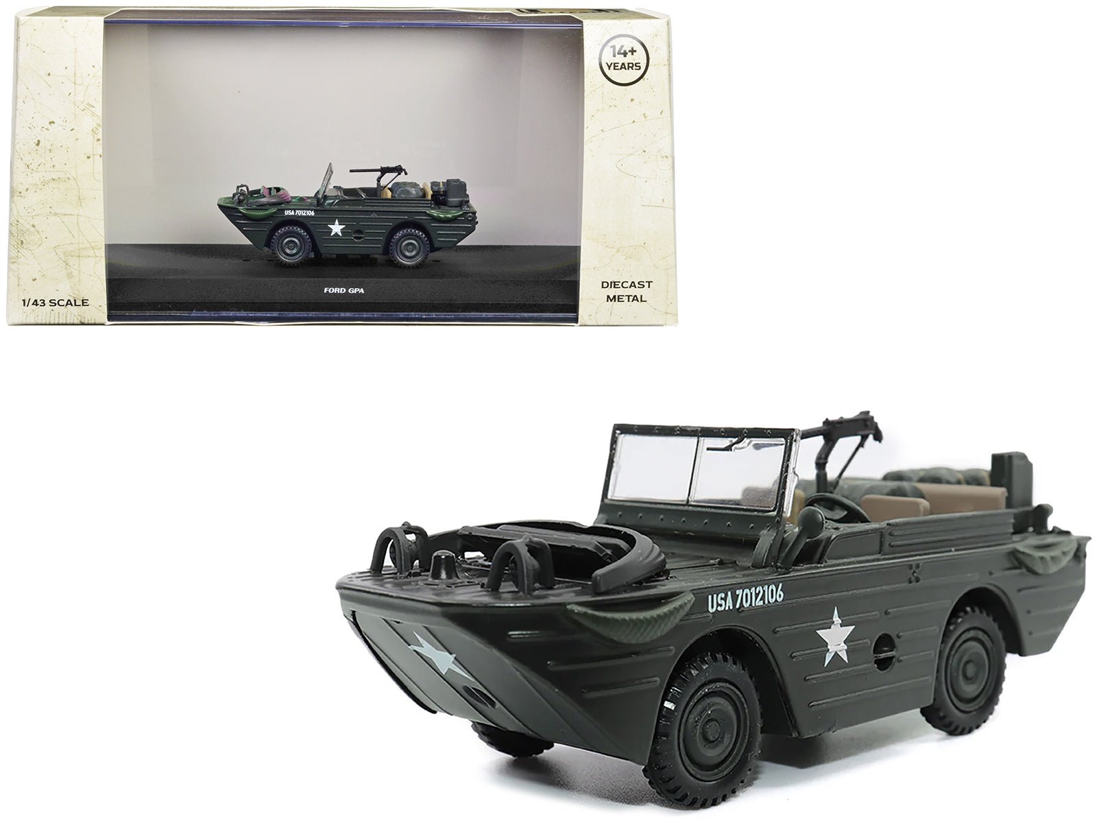 Ford GPA Amphibious Vehicle Olive Drab "United States Army" 1/43 Diecast Model by Militaria Die Cast free shipping USA - Rapid Vehicles