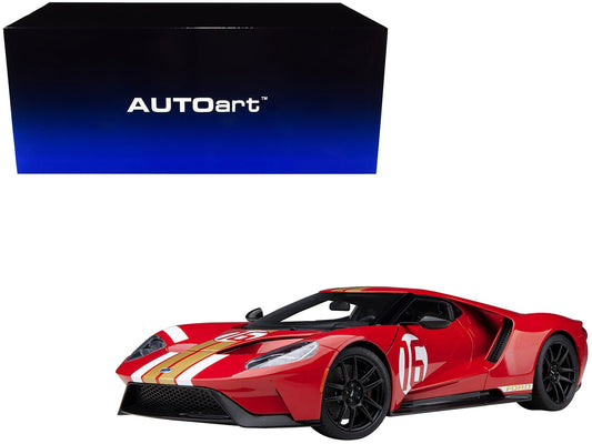 Ford GT Heritage Edition 16 "Alan Mann" Red Metallic with Gold Stripes 1/18 Model Car by Autoart free shipping USA - Rapid Vehicles