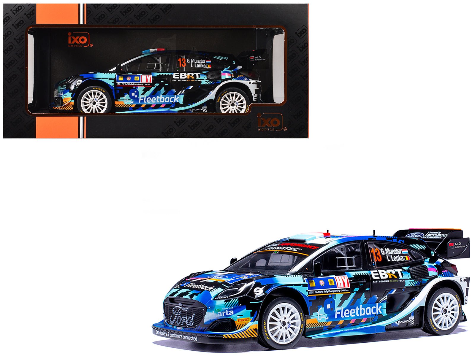 Ford Puma Rally1 13 Gregoire Munster - Louis Louka "Central European Rally" (2023) 1/18 Diecast Model Car by IXO Models free shipping USA - Rapid Vehicles