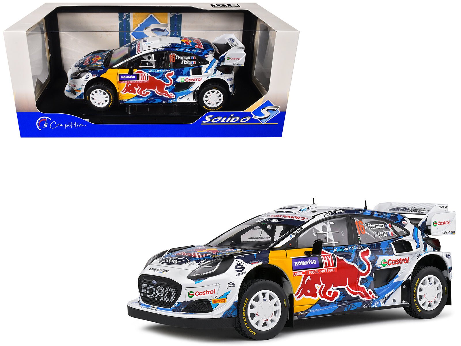 Ford Puma Rally1 Hybrid 16 Adrien Fourmaux - Alexandre Coria 3rd Place "Rally Sweden" (2024) "Competition" Series 1/18 Diecast Model Car by Solido free shipping USA - Rapid Vehicles