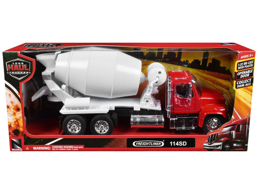 Freightliner 114SD Cement Mixer Red and White "Long Haul Truckers" Series 1/32 Diecast Model by New Ray free shipping USA - Rapid Vehicles